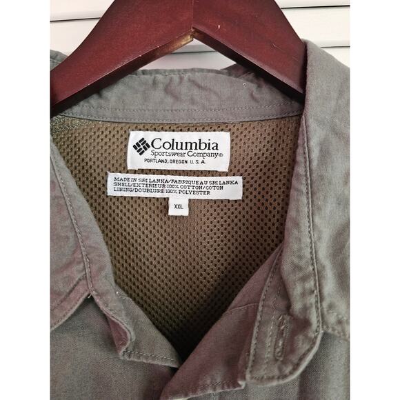VINTAGE COLUMBIA RAMIE LINEN SAFARI HIKING CARGO BUTTON MENS XXL 2XL - Picture 2 of 3